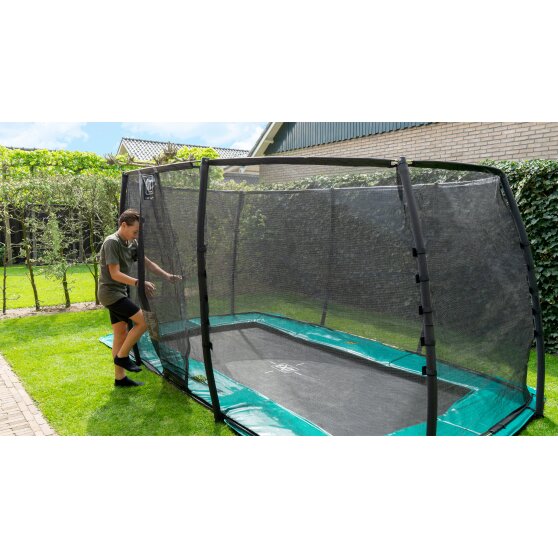 EXIT Supreme ground level trampoline 214x366cm with safety net - green