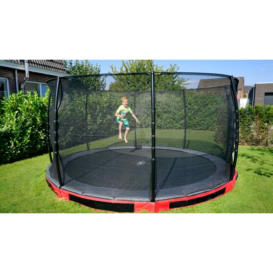 EXIT Elegant ground trampoline ø427cm with Economy safety net - red