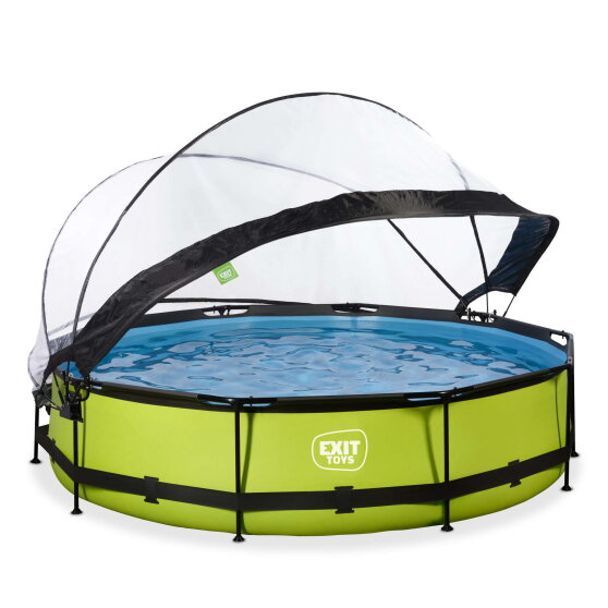 EXIT Lime pool ø360x76cm med filterpump och tak - grön