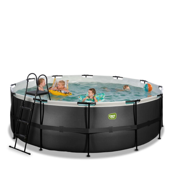 EXIT Black Leather pool ø427x122cm med filterpump - svart