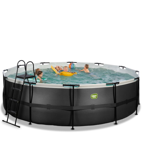 EXIT Black Leather pool &oslash;488x122cm med sandfilterpump - svart