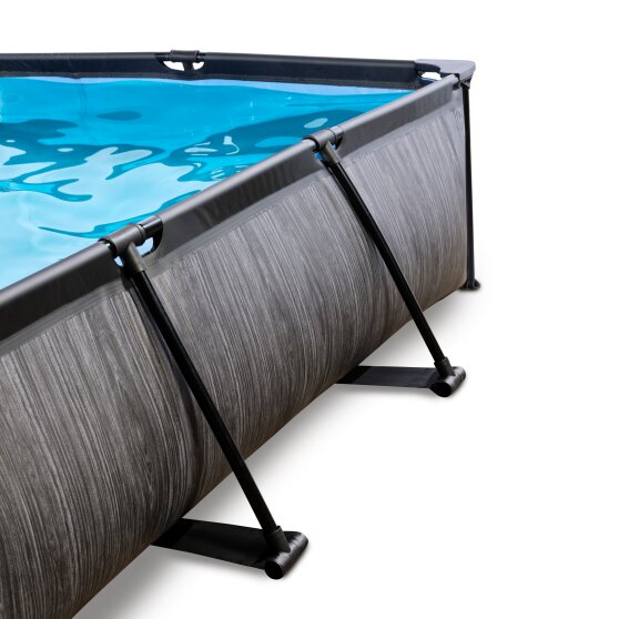 EXIT Black Wood pool 220x150x65cm med filterpump - svart