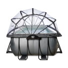 EXIT Black Leather pool 400x200x100cm med sandfilterpump och tak - svart