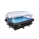 EXIT Black Wood pool 220x150x65cm med filterpump och tak - svart