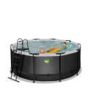 EXIT Black Leather pool &oslash;360x122cm med sandfilterpump - svart