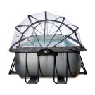 EXIT Black Leather pool 540x250x122cm med sandfilterpump och tak och värmepump - svart