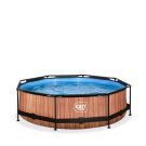 EXIT Wood pool ø300x76cm med filterpump - brun