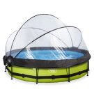 EXIT Lime pool &oslash;360x76cm med filterpump och tak och solsegel - gr&ouml;n