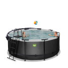 EXIT Black Leather pool &oslash;360x122cm med sandfilterpump och tak och tillbeh&ouml;rsset - svart