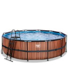 EXIT Wood pool ø488x122cm med filterpump - brun