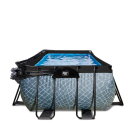 EXIT Stone pool 540x250x100cm med sandfilterpump och tak och värmepump - grå