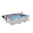 EXIT Soft Grey pool 300x200x65cm med filterpump och tak - gr&aring;