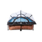 EXIT Wood pool 300x200x65cm med filterpump och tak - brun