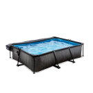 EXIT Black Wood pool 300x200x65cm med filterpump och tak - svart