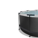 EXIT Black Leather pool &oslash;360x122cm med sandfilterpump och tak och tillbeh&ouml;rsset - svart