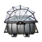 EXIT Black Leather pool 540x250x100cm med sandfilterpump och tak och värmepump - svart