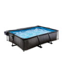 EXIT Black Wood pool 300x200x65cm med filterpump och tak - svart