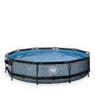 EXIT Stone pool ø360x76cm med filterpump och tak - grå