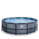 EXIT Stone pool ø450x122cm med filterpump - grå