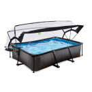 EXIT Black Wood pool 300x200x65cm med filterpump och tak - svart