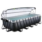 EXIT Black Leather pool 540x250x122cm med sandfilterpump och tak och tillbeh&ouml;rsset - svart