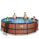 EXIT Wood pool &oslash;488x122cm med filterpump - brun