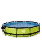 EXIT Lime pool &oslash;360x76cm med filterpump och tak och solsegel - gr&ouml;n