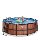 EXIT Wood pool &oslash;427x122cm med sandfilterpump - brun