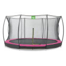 EXIT Silhouette nedgrävd studsmatta ø427cm med skyddsnät - rosa