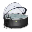 EXIT Black Leather pool &oslash;360x122cm med sandfilterpump och tak - svart