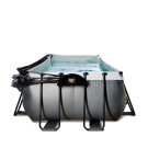 EXIT Black Leather pool 540x250x122cm med sandfilterpump och tak och värmepump - svart