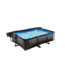 EXIT Black Wood pool 220x150x65cm med filterpump och tak och solsegel - svart