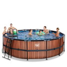 EXIT Wood pool ø450x122cm med filterpump - brun