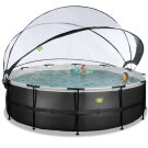 EXIT Black Leather pool ø488x122cm med sandfilterpump och tak - svart