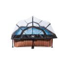EXIT Wood pool 300x200x65cm med filterpump och tak - brun