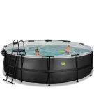 EXIT Black Leather pool ø488x122cm med sandfilterpump och tak och värmepump - svart