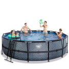 EXIT Stone pool ø488x122cm med sandfilterpump - grå