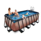 EXIT Wood pool 400x200x122cm med sandfilterpump - brun