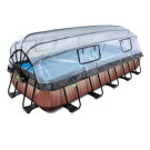 EXIT Wood pool 540x250x100cm med filterpump och tak - brun