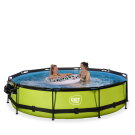 EXIT Lime pool &oslash;360x76cm med filterpump och tak och solsegel - gr&ouml;n