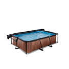 EXIT Wood pool 220x150x65cm med filterpump och solsegel - brun
