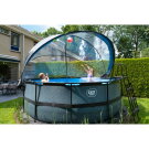 EXIT Stone pool ø427x122cm med sandfilterpump och tak - grå