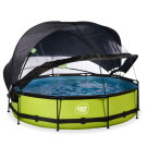 EXIT Lime pool &oslash;360x76cm med filterpump och tak och solsegel - gr&ouml;n