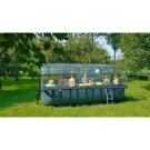 EXIT Wood pool 540x250x122cm med sandfilterpump och tak - brun
