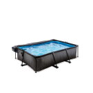 EXIT Black Wood pool 220x150x65cm med filterpump och tak - svart