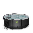 EXIT Black Leather pool &oslash;360x122cm med sandfilterpump och tak och tillbeh&ouml;rsset - svart