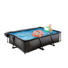 EXIT Black Wood pool 300x200x65cm med filterpump och tak - svart