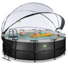 EXIT Black Leather pool ø450x122cm med sandfilterpump och tak - svart