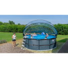 EXIT Stone pool ø450x122cm med sandfilterpump och tak och värmepump - grå