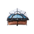 EXIT Wood pool 220x150x65cm med filterpump och tak - brun